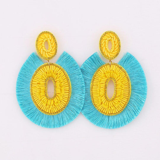 Big Bold Boho Fringe Fashion Statement Earrings - Klazzi Fashion Boutique