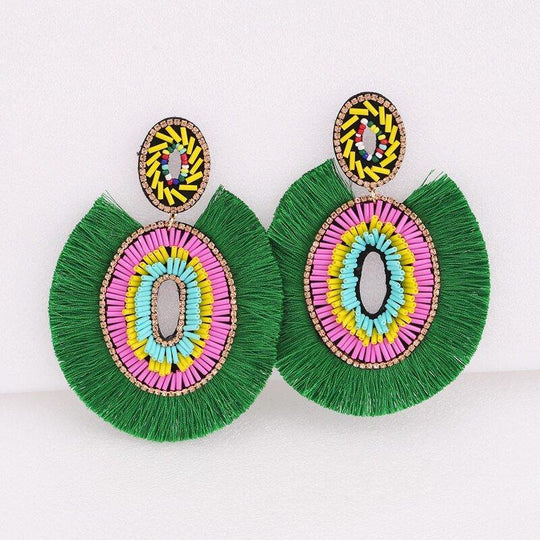 Big Bold Boho Fringe Fashion Statement Earrings - Klazzi Fashion Boutique