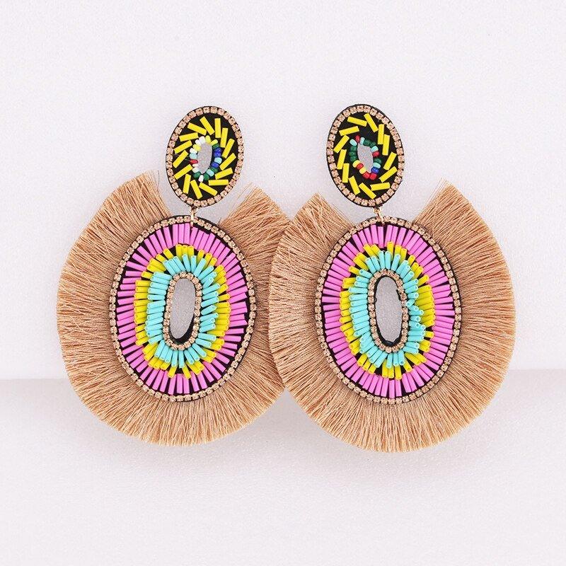 Big Bold Boho Fringe Fashion Statement Earrings - Klazzi Fashion Boutique