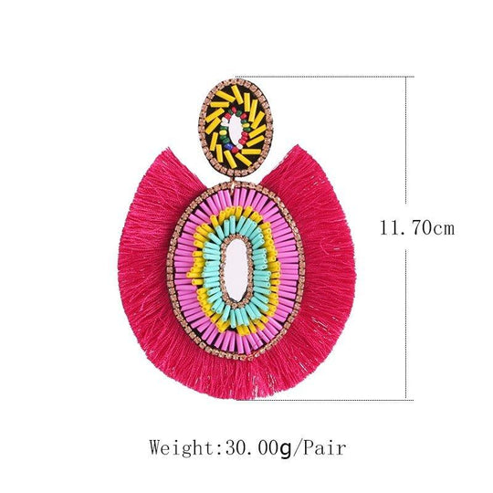 Big Bold Boho Fringe Fashion Statement Earrings - Klazzi Fashion Boutique