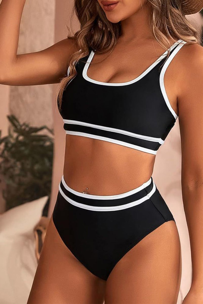 Bikini Trimmed High Waist Set - Klazzi Fashion Boutique