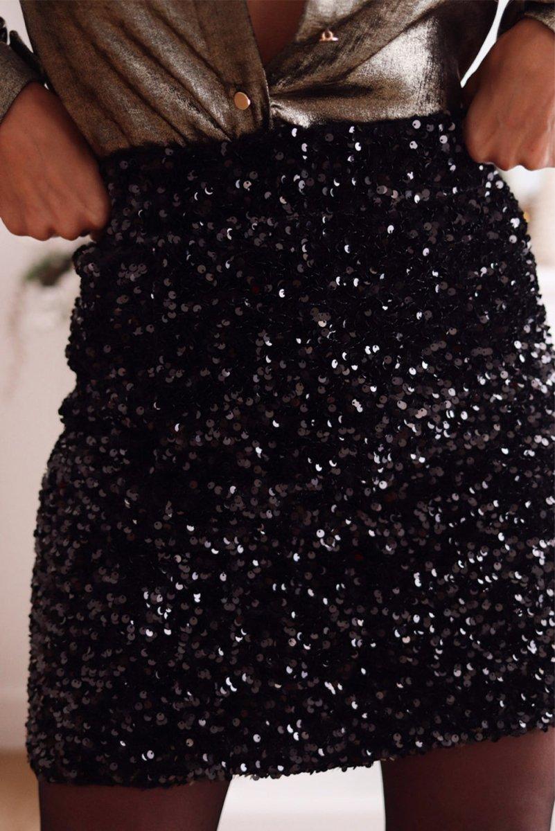 Black Dazzle Sequin Mini Skirt - Klazzi Fashion Boutique