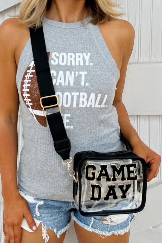 Black "GAME DAY" Clear Shoulder Bag - Klazzi Fashion Boutique