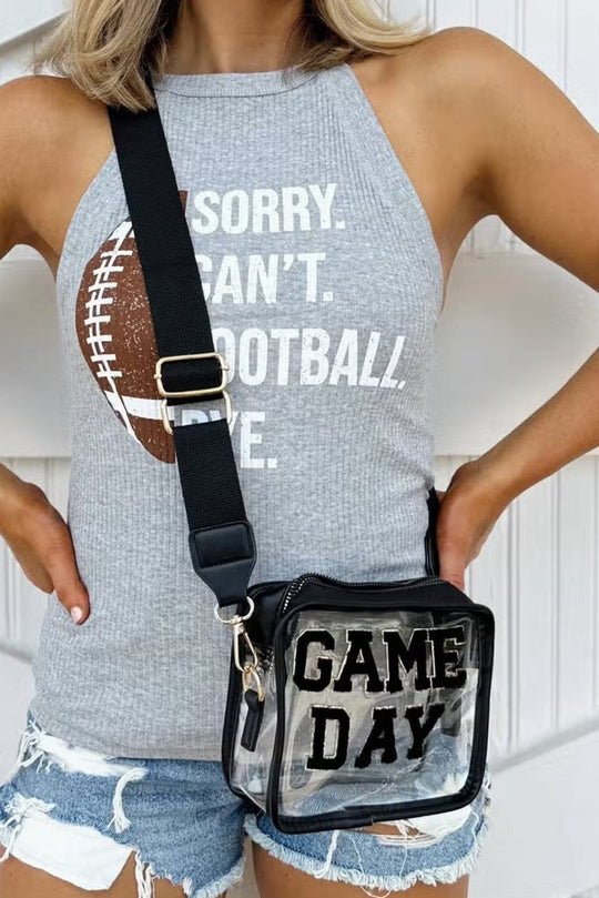 Black "GAME DAY" Clear Shoulder Bag - Klazzi Fashion Boutique