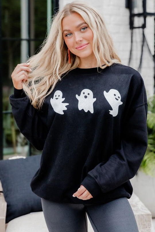 Black Halloween Spooky Ghosts Sweatshirt - Klazzi Fashion Boutique