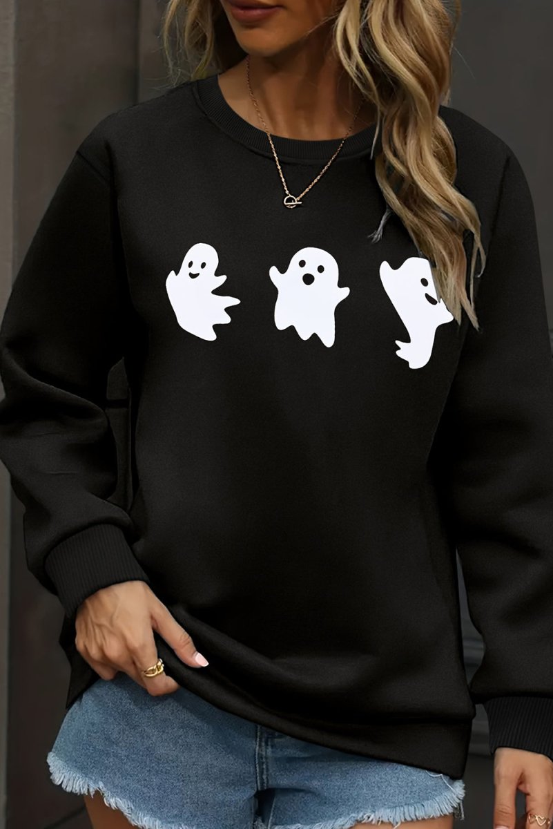 Black Halloween Spooky Ghosts Sweatshirt - Klazzi Fashion Boutique