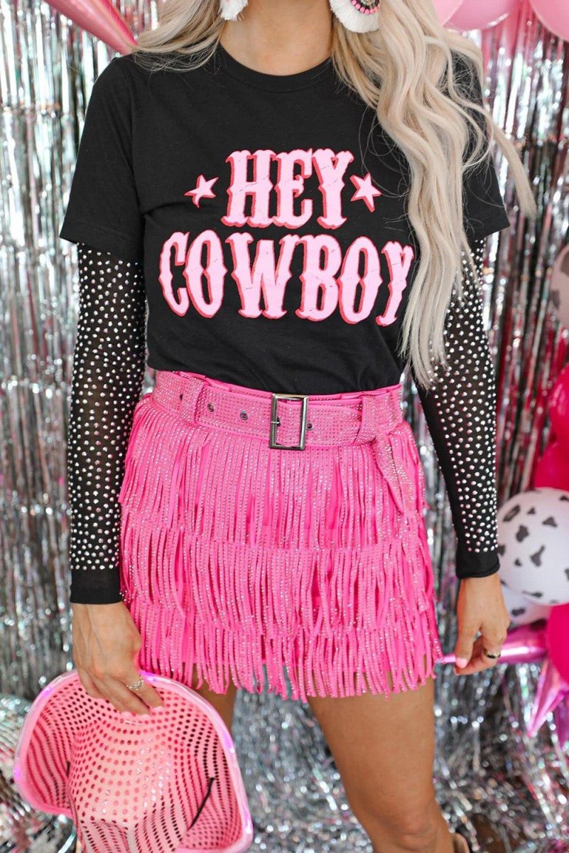 Black "HEY COWBOY" T-Shirt - Klazzi Fashion Boutique