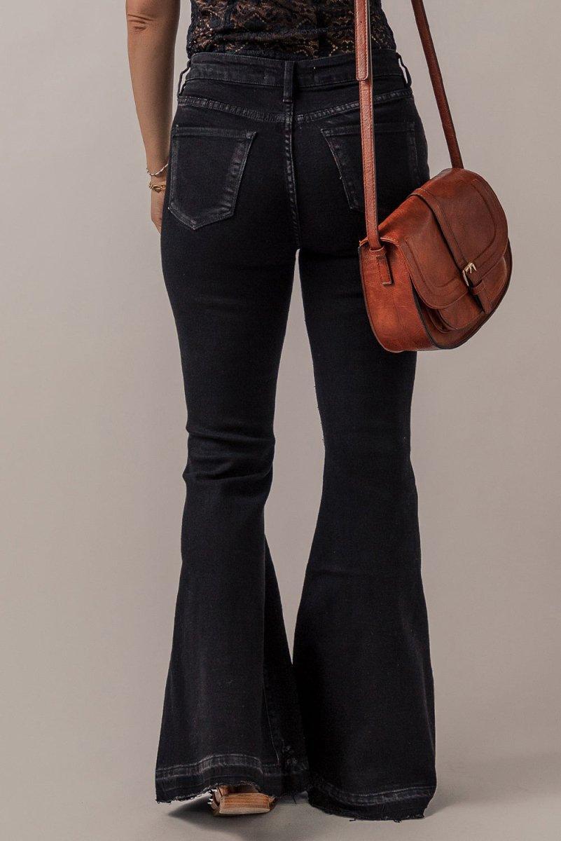 Black High Waist Flare Denim - Klazzi Fashion Boutique