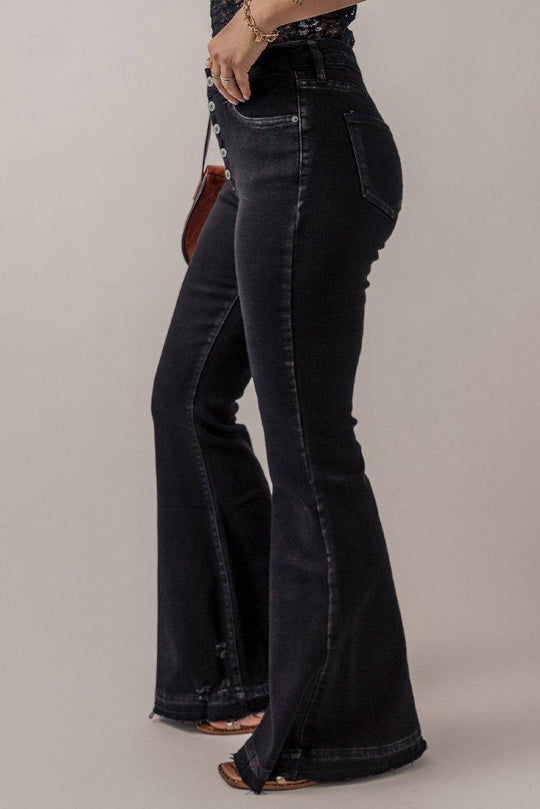 Black High Waist Flare Denim - Klazzi Fashion Boutique