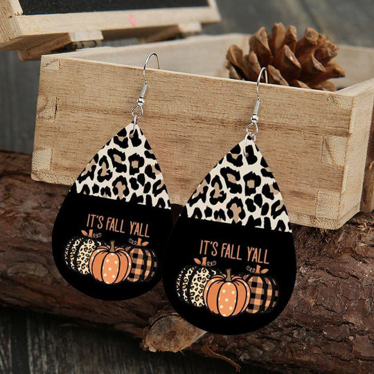 Leopard Pumpkin Leather Earrings