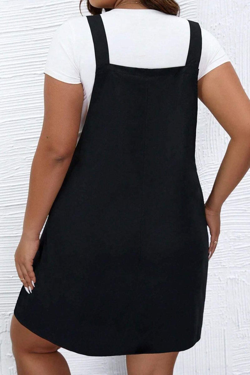 Black Plus Size Overall Dress - Klazzi Fashion Boutique