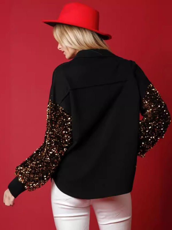 Black Santa Sequins Shacket - Klazzi Fashion Boutique