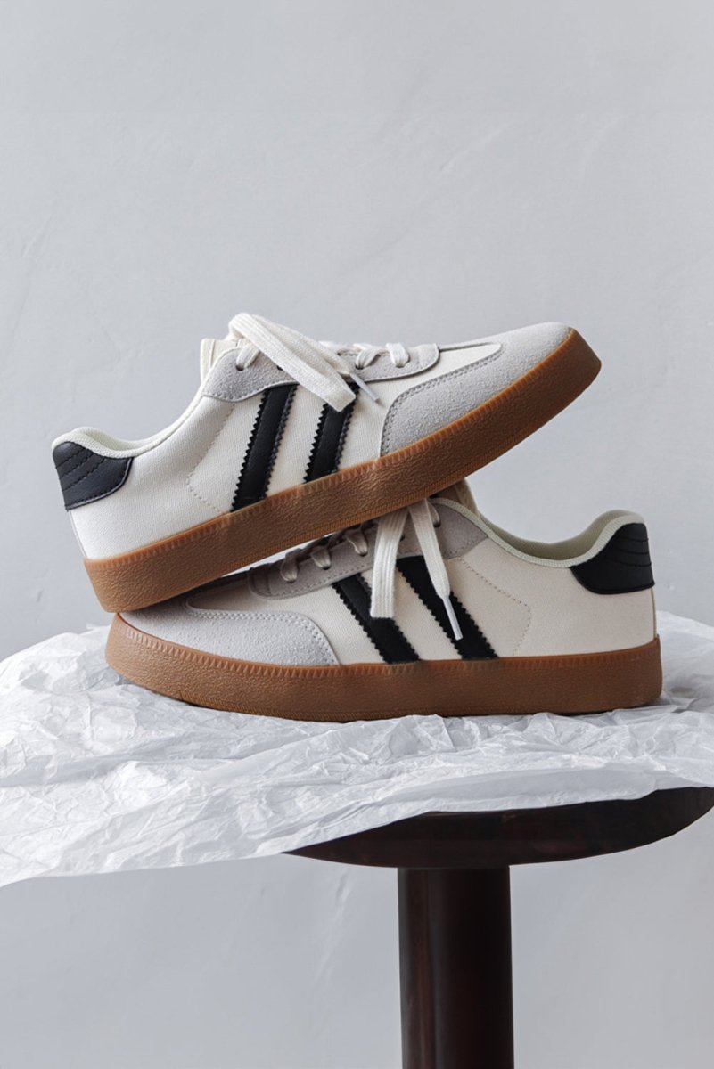 Black Striped Fashion Sneakers - Klazzi Fashion Boutique