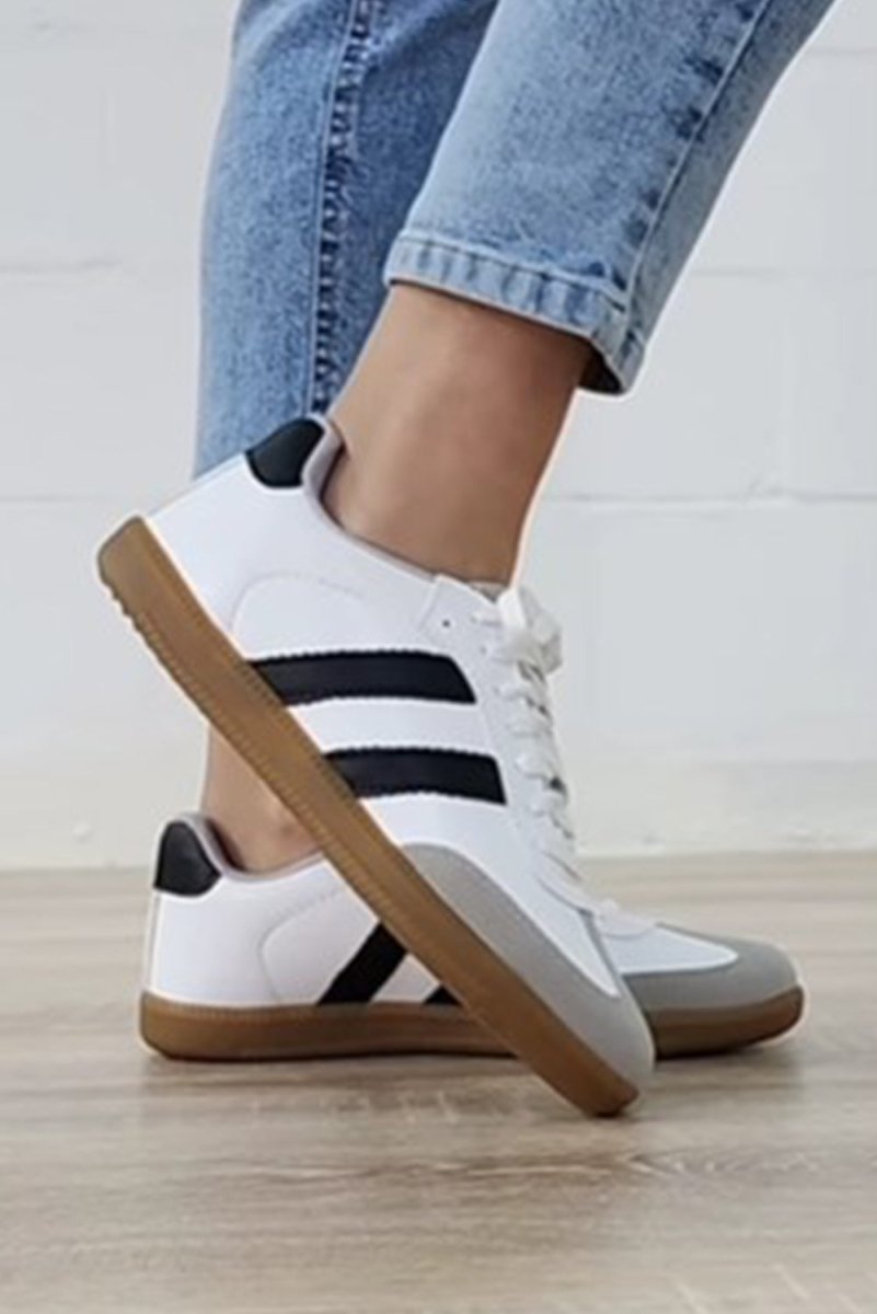 Black Striped Fashion Sneakers - Klazzi Fashion Boutique