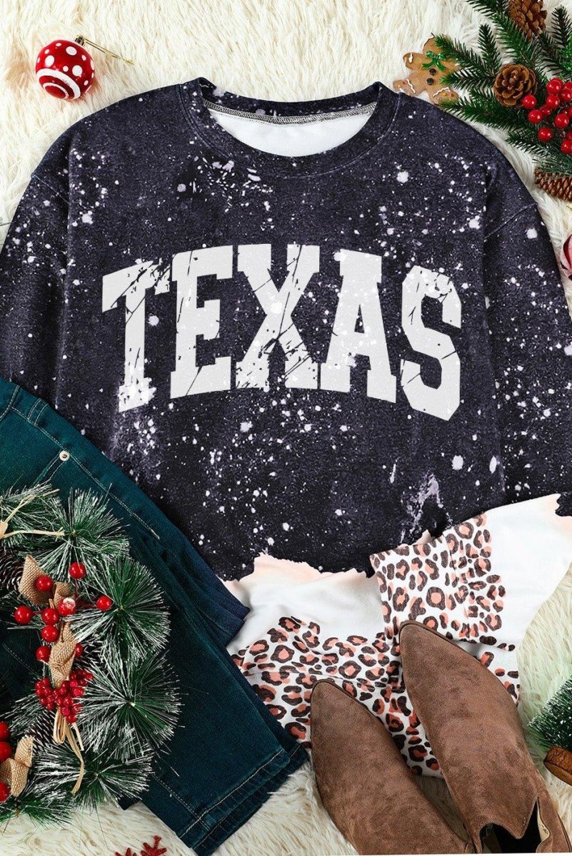 Black "TEXAS" Leopard Sweatshirt - Klazzi Fashion Boutique