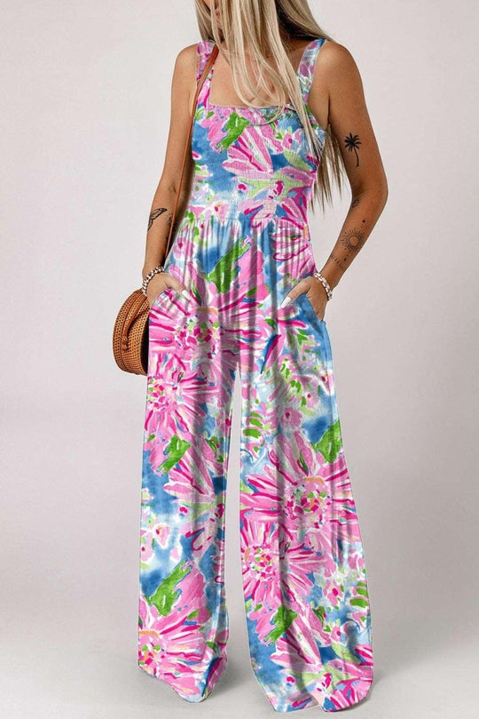 Blossom Bloom Floral Jumpsuit with Pockets - Klazzi Fashion Boutique