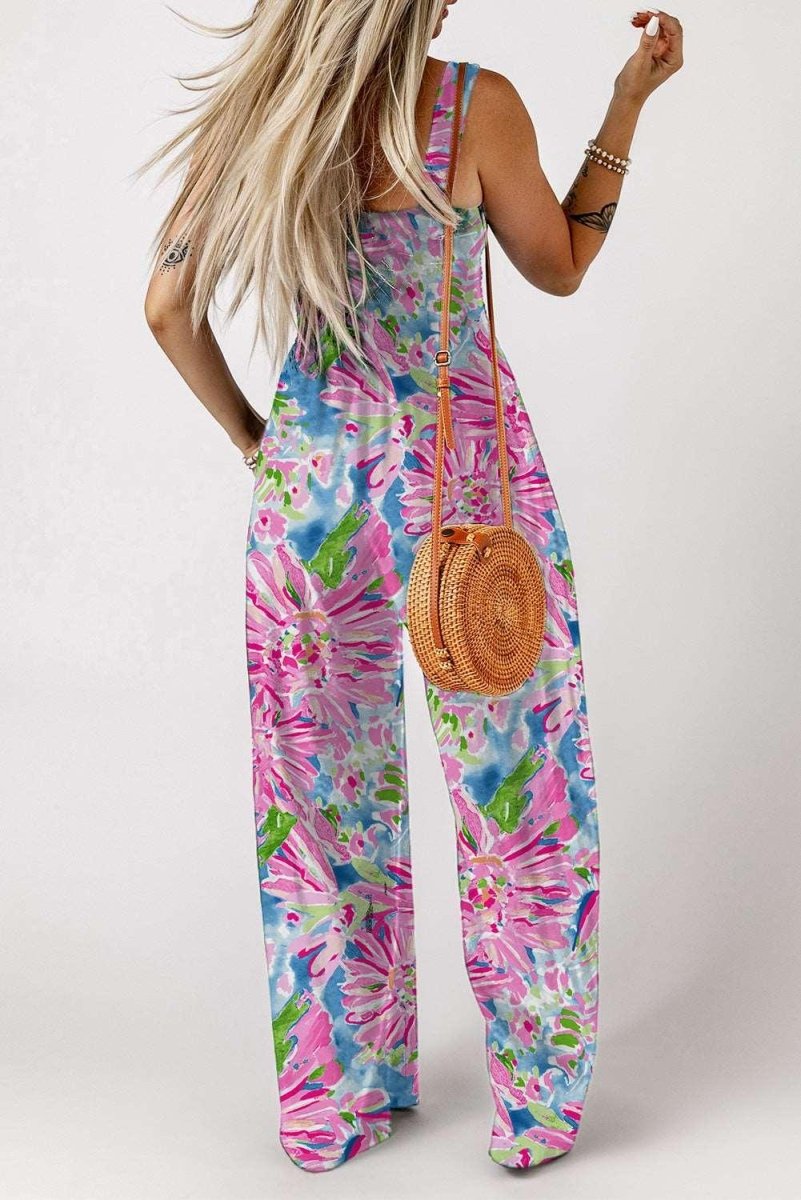 Blossom Bloom Floral Jumpsuit with Pockets - Klazzi Fashion Boutique