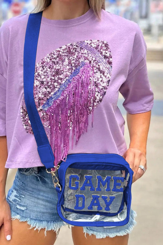 Blue "GAME DAY" Clear Shoulder Bag - Klazzi Fashion Boutique