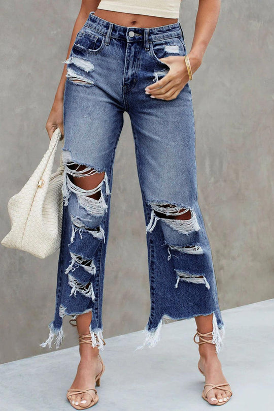 Distressed Heavy Destroyed Denim Jeans