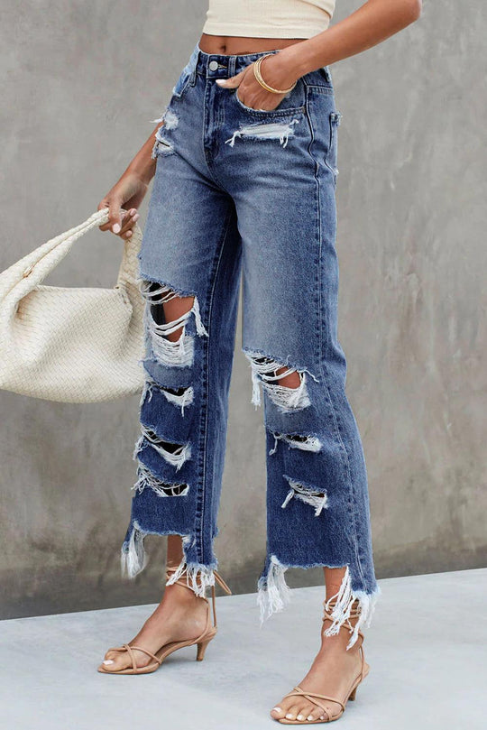 Distressed Heavy Destroyed Denim Jeans