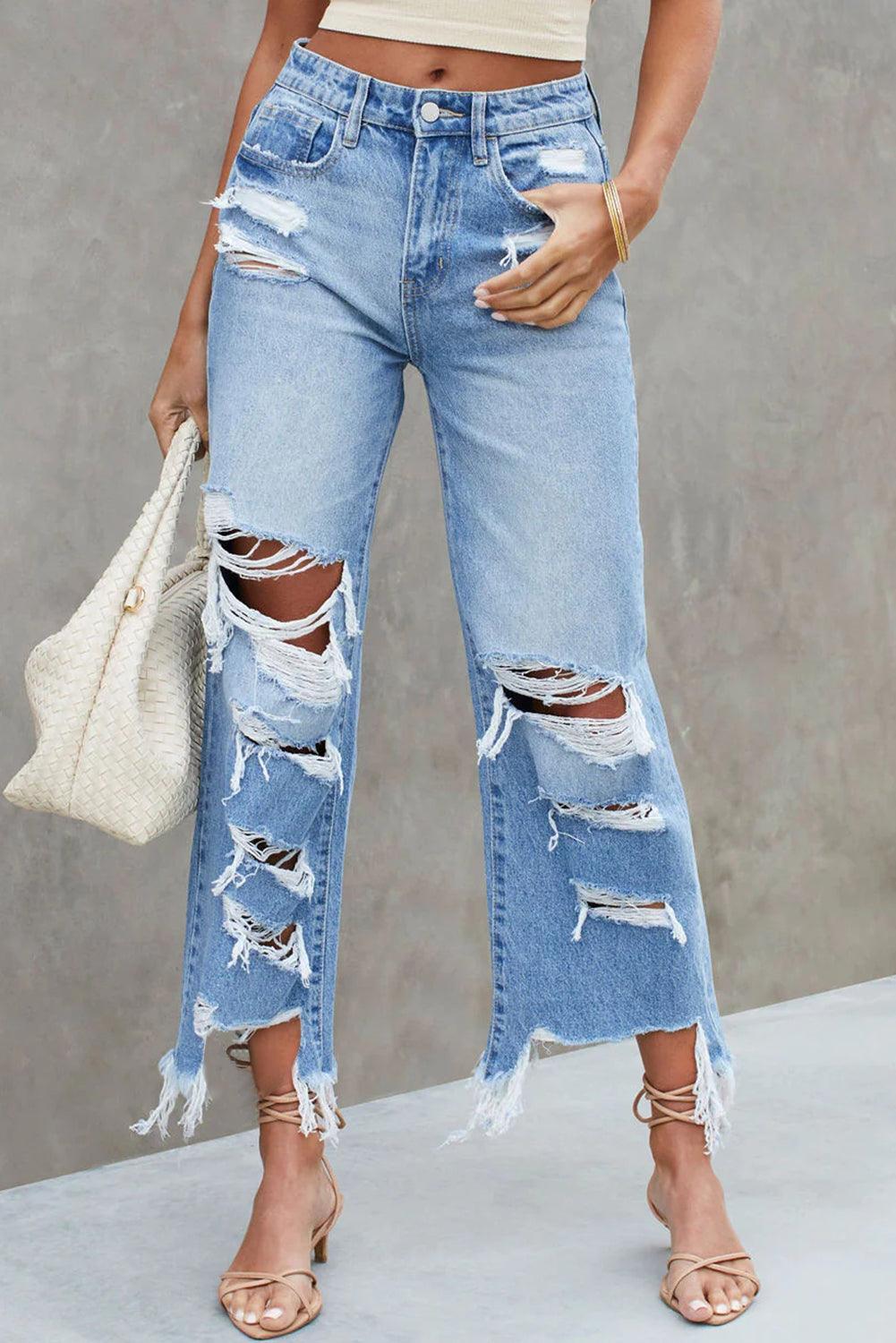 Distressed Heavy Destroyed Denim Jeans