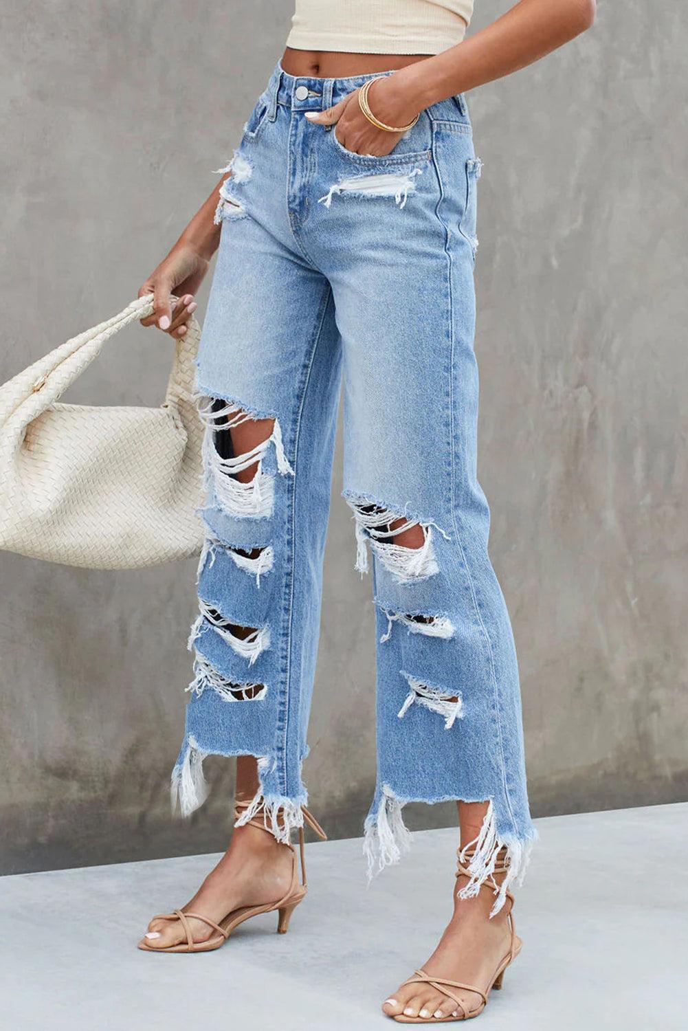 Distressed Heavy Destroyed Denim Jeans