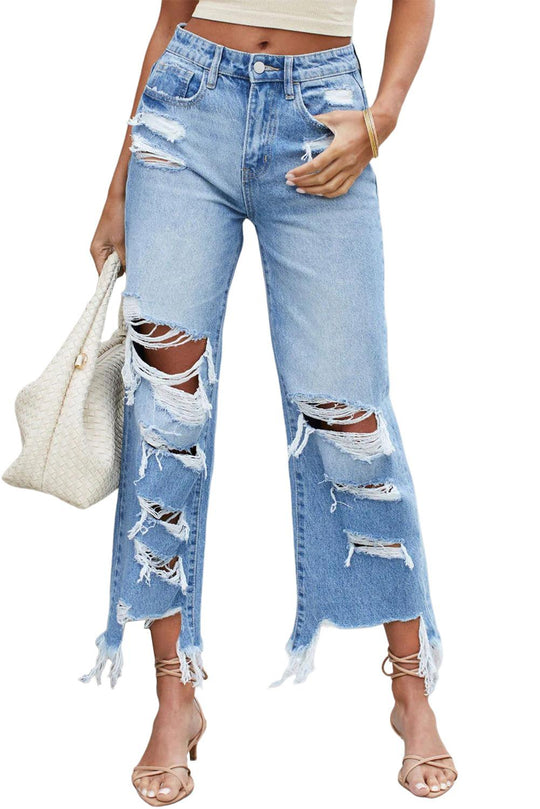 Distressed Heavy Destroyed Denim Jeans