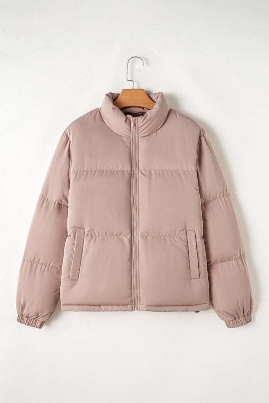 Blush Pink Quilted Puffer Jacket - Klazzi Fashion Boutique