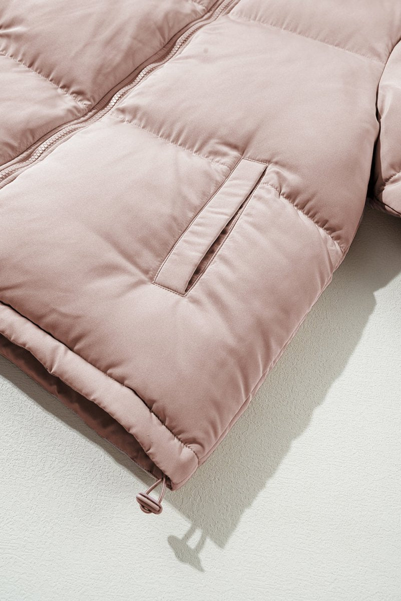 Blush Pink Quilted Puffer Jacket - Klazzi Fashion Boutique