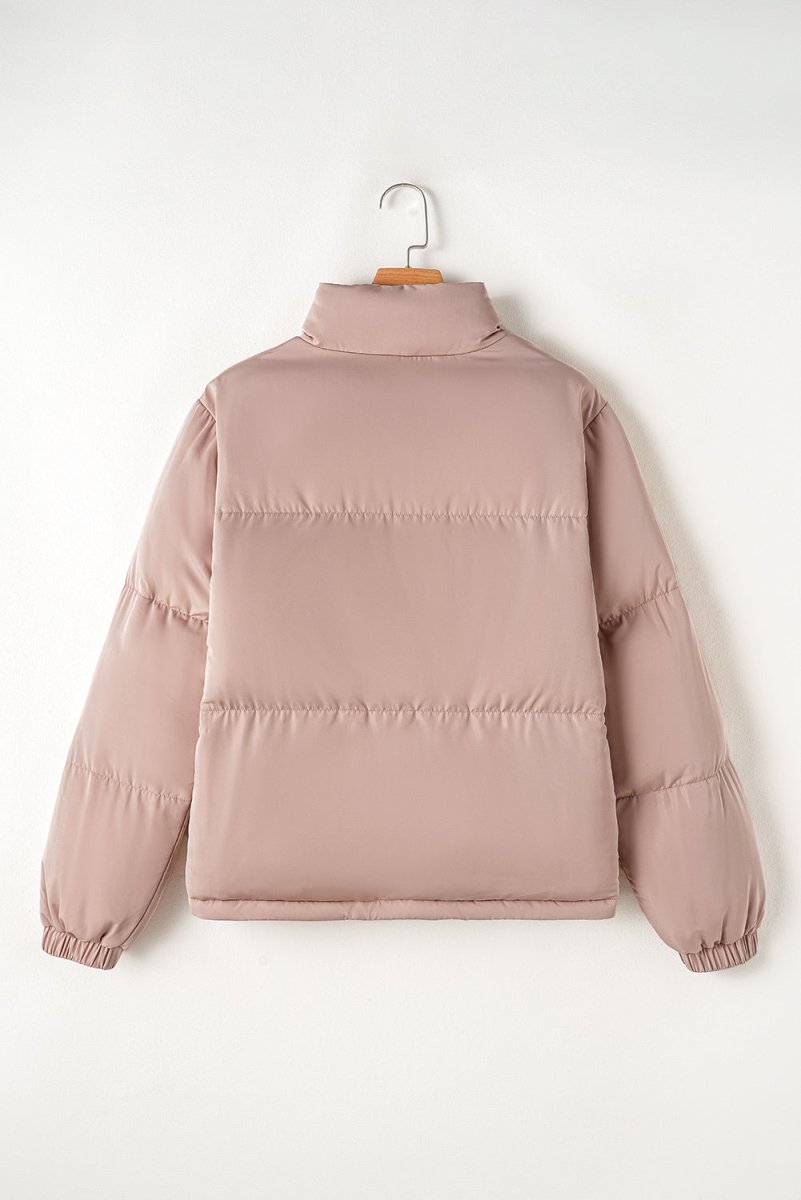 Blush Pink Quilted Puffer Jacket - Klazzi Fashion Boutique