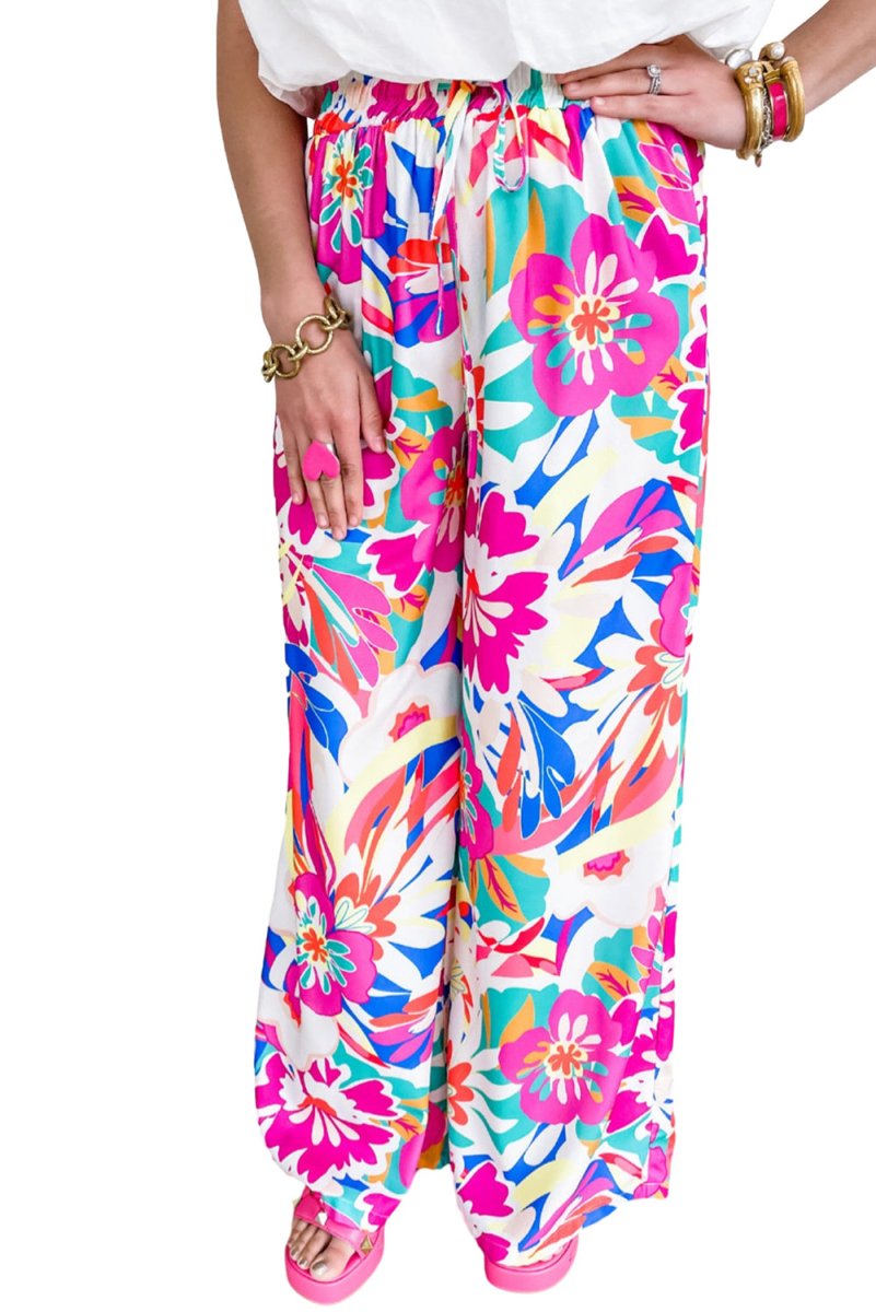 Bohemian Fuchsia Loose Wide Leg Pants - Klazzi Fashion Boutique