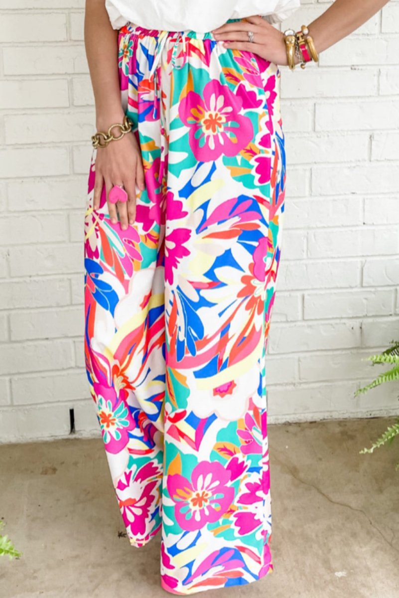 Bohemian Fuchsia Loose Wide Leg Pants - Klazzi Fashion Boutique