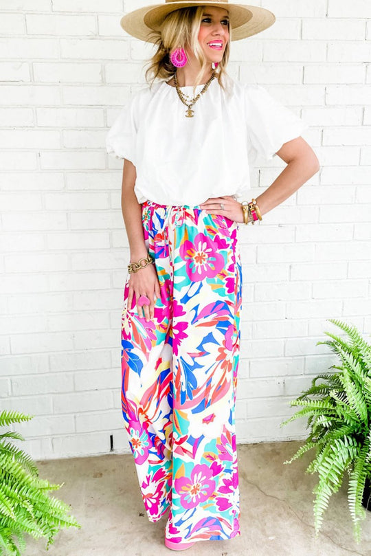 Bohemian Fuchsia Loose Wide Leg Pants - Klazzi Fashion Boutique