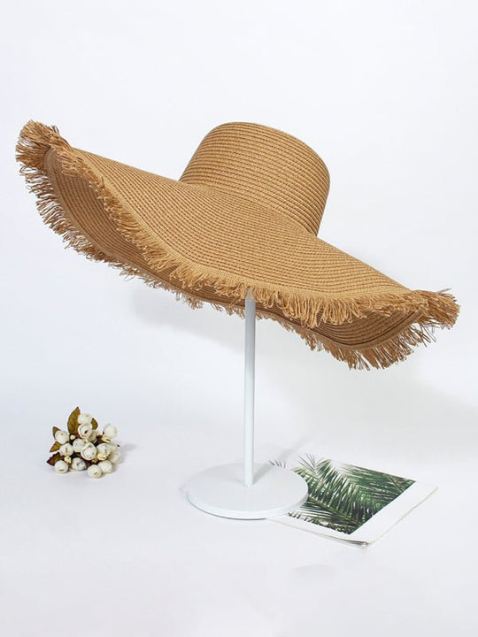 Bohemian Large Braided Brim Beach Hat - Klazzi Fashion Boutique