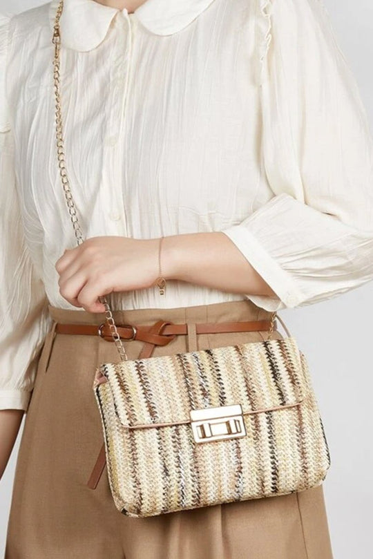 Bohemian Multicolor Woven Chain Shoulder Bag - Klazzi Fashion Boutique