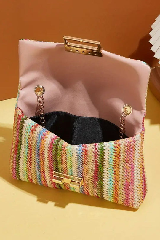 Bohemian Multicolor Woven Chain Shoulder Bag - Klazzi Fashion Boutique