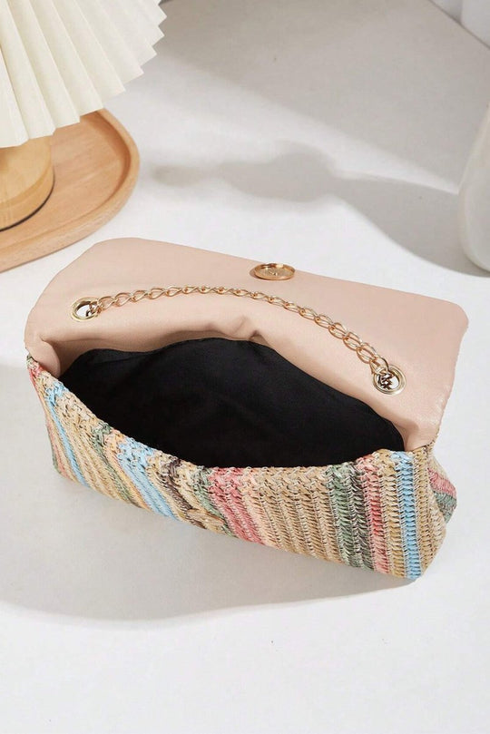 Bohemian Multicolor Woven Chain Shoulder Bag - Klazzi Fashion Boutique