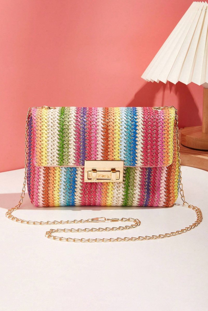 Bohemian Multicolor Woven Chain Shoulder Bag - Klazzi Fashion Boutique