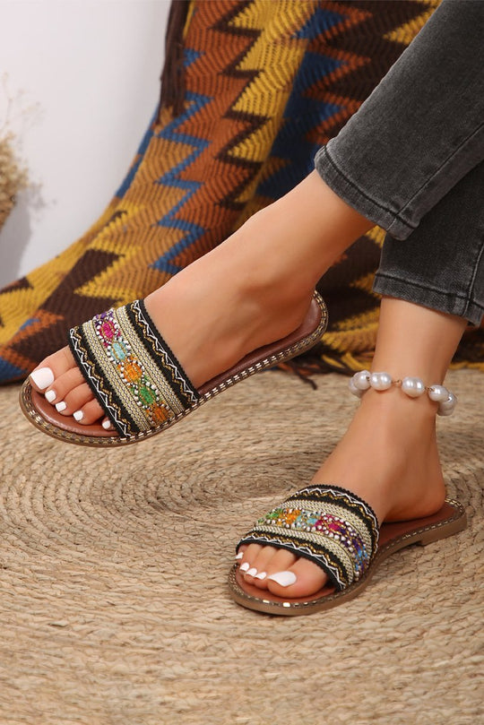 Boho Crochet Leather Beach Sandals - Klazzi Fashion Boutique