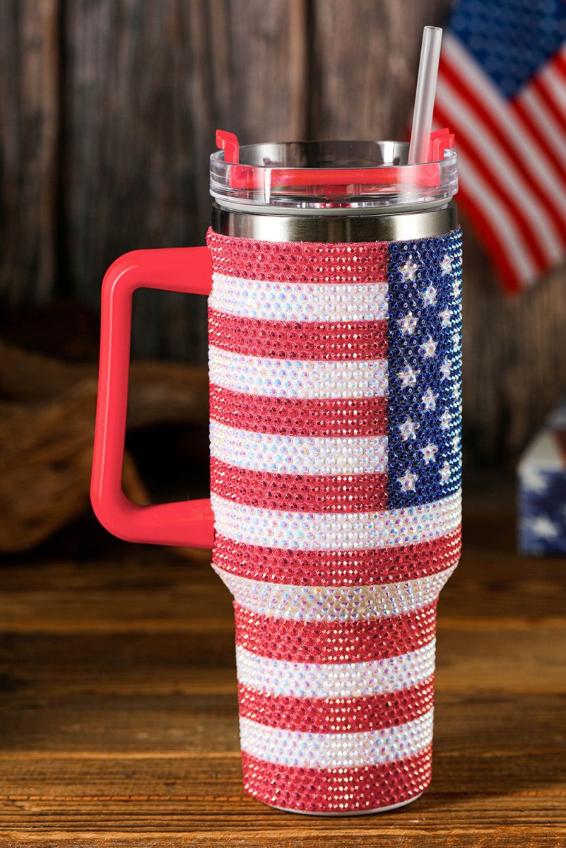 Bougie Rhinestone American Flag Tumbler - Klazzi Fashion Boutique