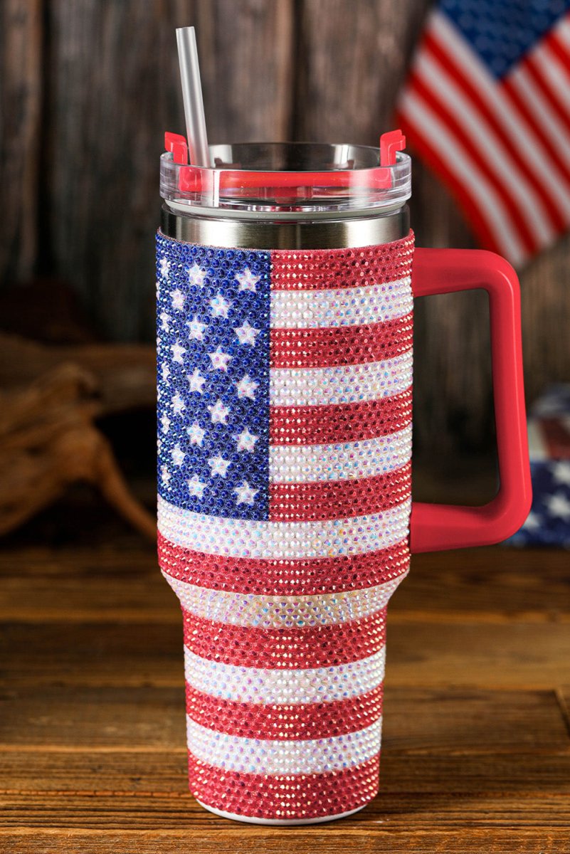 Bougie Rhinestone American Flag Tumbler - Klazzi Fashion Boutique