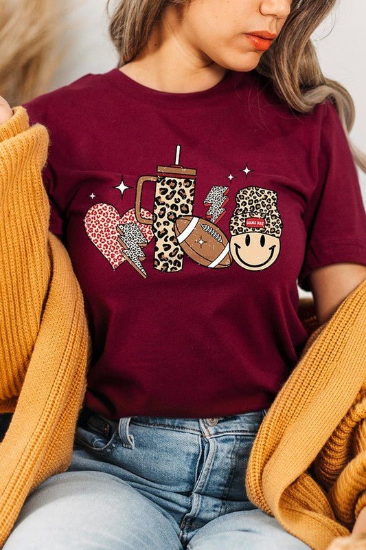 Boujee Cute Football Icons Graphic Tee - Klazzi Fashion Boutique