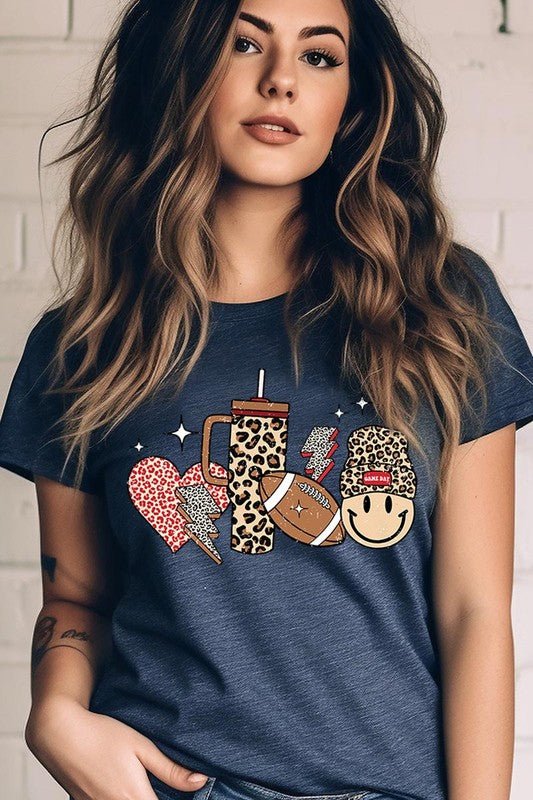 Boujee Cute Football Icons Graphic Tee - Klazzi Fashion Boutique