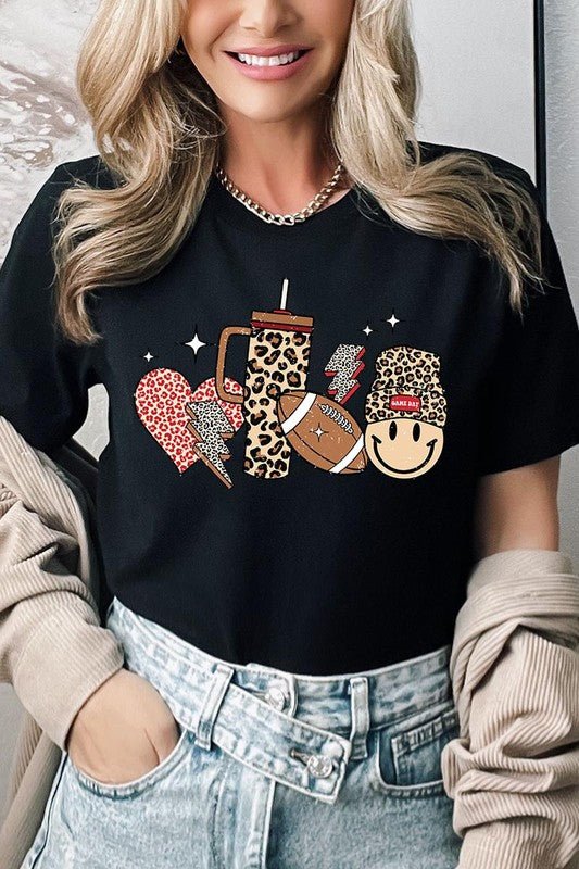 Boujee Cute Football Icons Graphic Tee - Klazzi Fashion Boutique