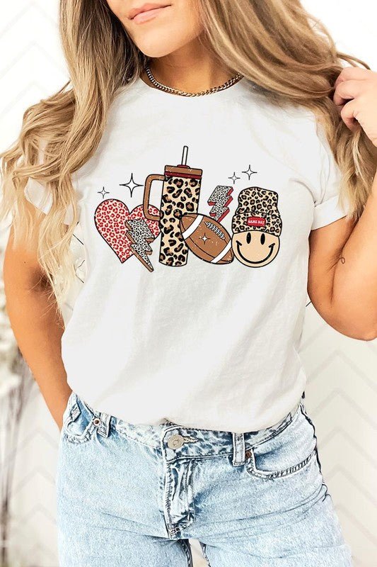 Boujee Cute Football Icons Graphic Tee - Klazzi Fashion Boutique