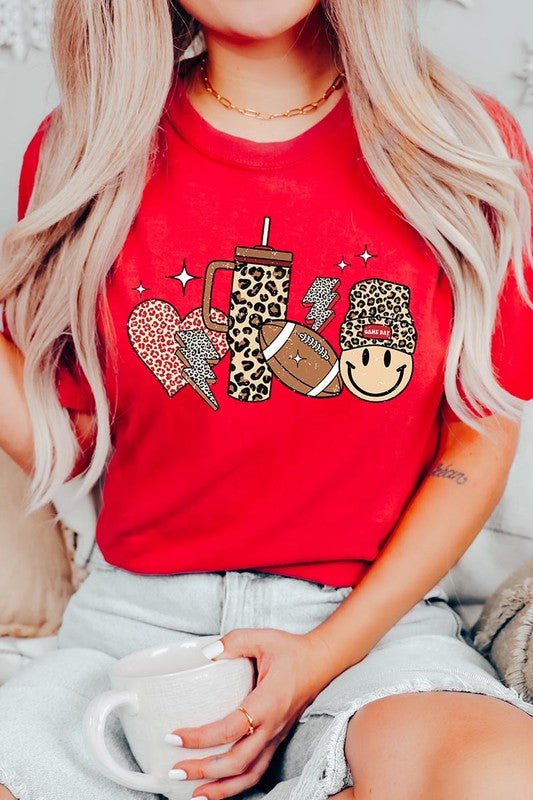 Boujee Cute Football Icons Graphic Tee - Klazzi Fashion Boutique