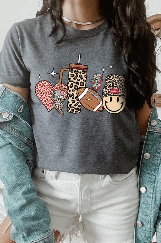 Boujee Cute Football Icons Graphic Tee - Klazzi Fashion Boutique