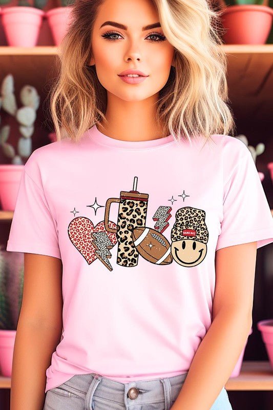 Boujee Cute Football Icons Graphic Tee - Klazzi Fashion Boutique