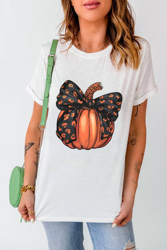 Bowknot Halloween Pumpkin T Shirt - Klazzi Fashion Boutique