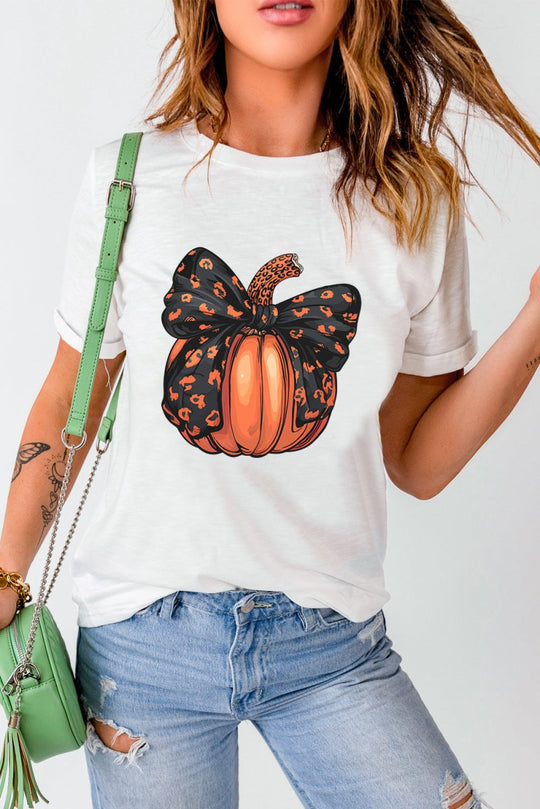 Bowknot Halloween Pumpkin T Shirt - Klazzi Fashion Boutique